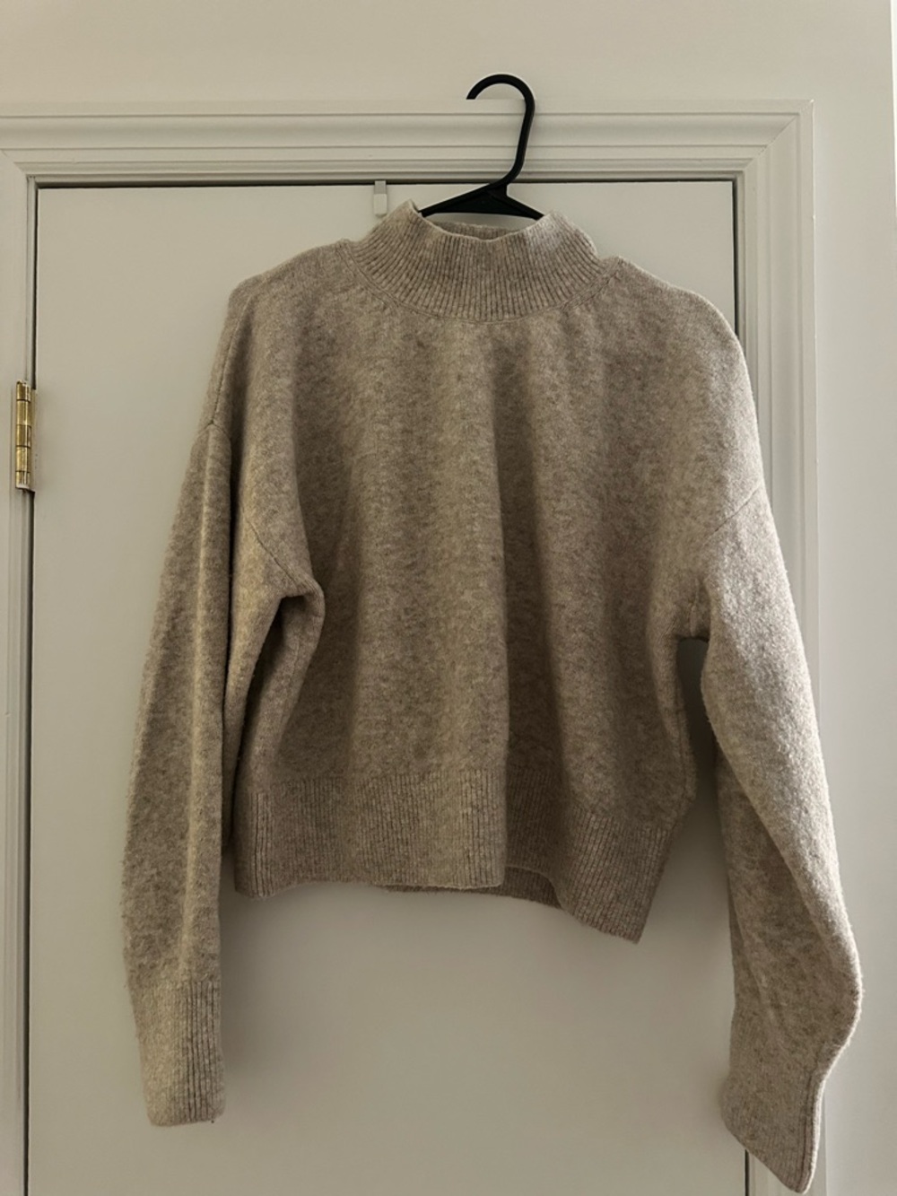 & Other Stories Neutral Mock Neck Sweater in Light Beige
